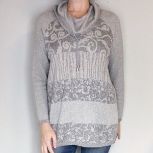 Chicos Zenergy Tunic Sz 2 / 12 Cowl Neck Silver